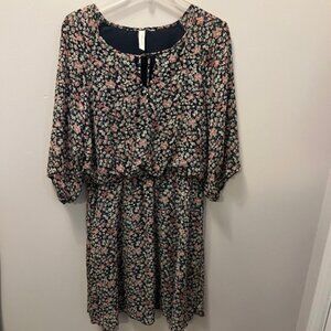 Women's Tacera Floral Long Sleeve Dress, Navy/Pink, Size Large, Lined, Ex Con!